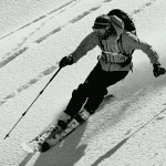 Il tester Riccardo Stacchini in neve fresca