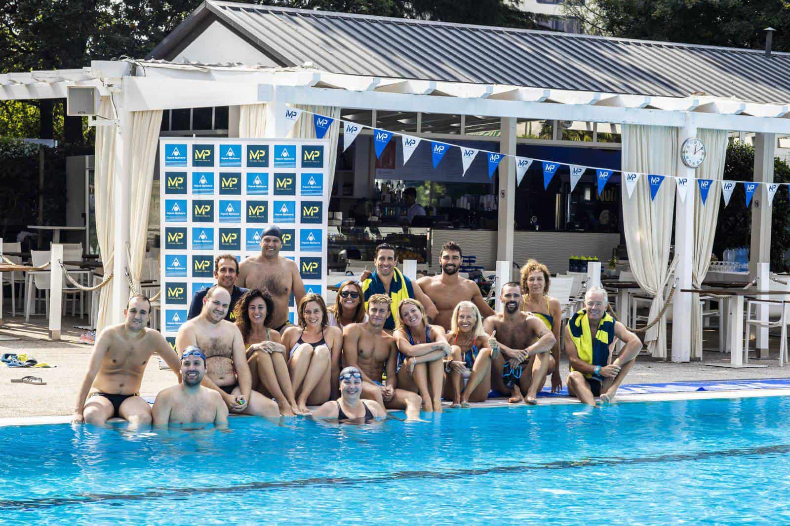 Il gruppo della stampa invitato alla mattinata con gli atleti del team MP Michael Phelps