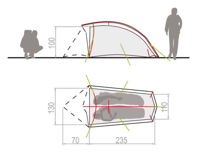 progetto di una tenda da trekking