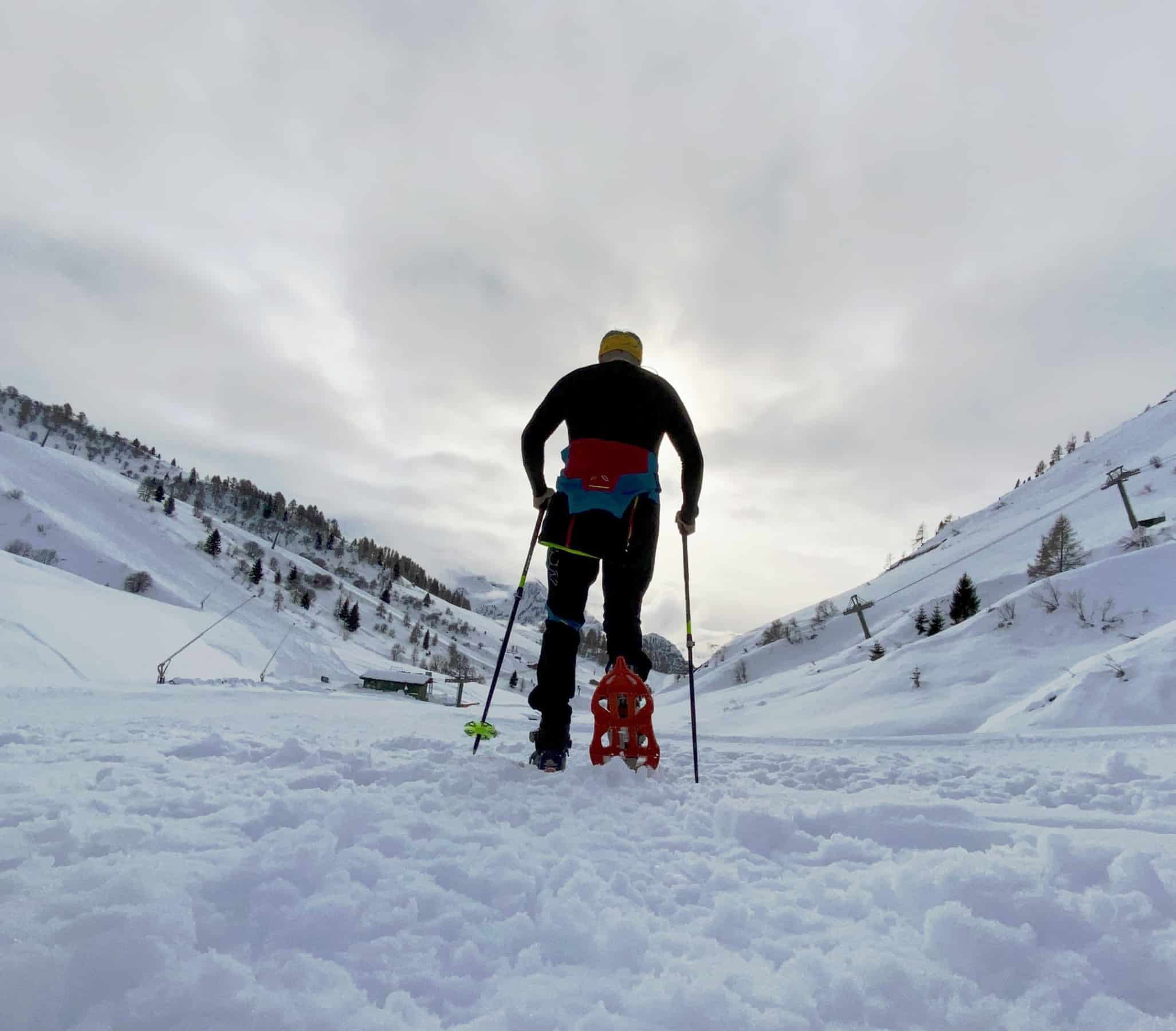 La maglia Stay Warm Silverskin, utilizzata come unico strato durante una ciaspolata