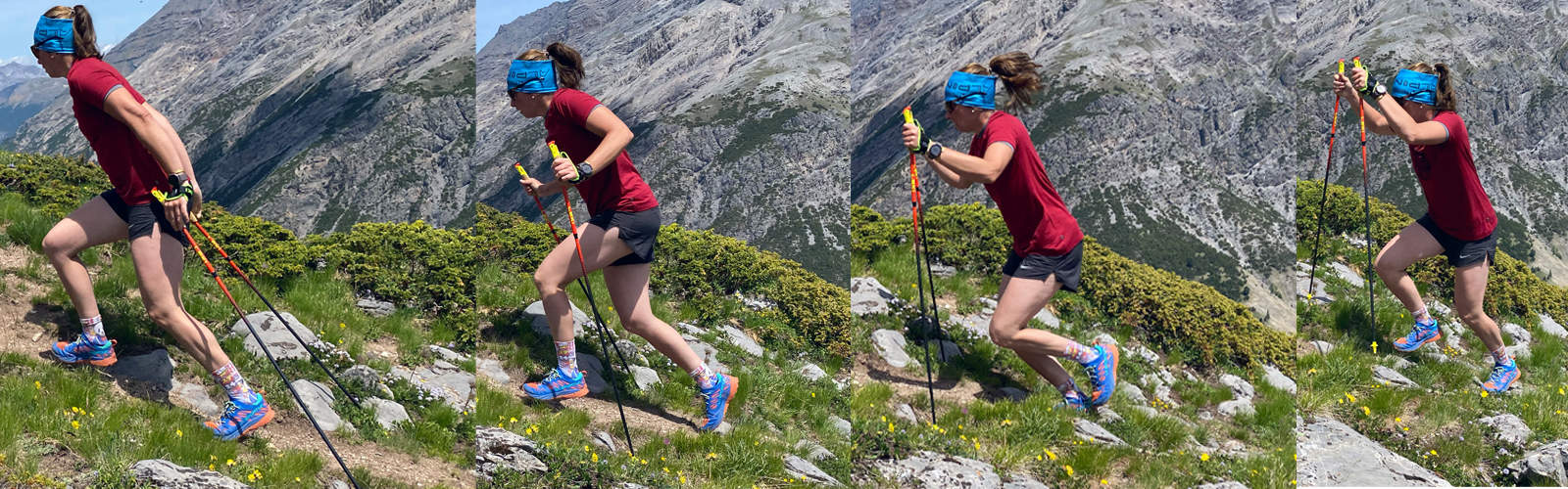 Fasi di utilizzo del bastone da trail running
