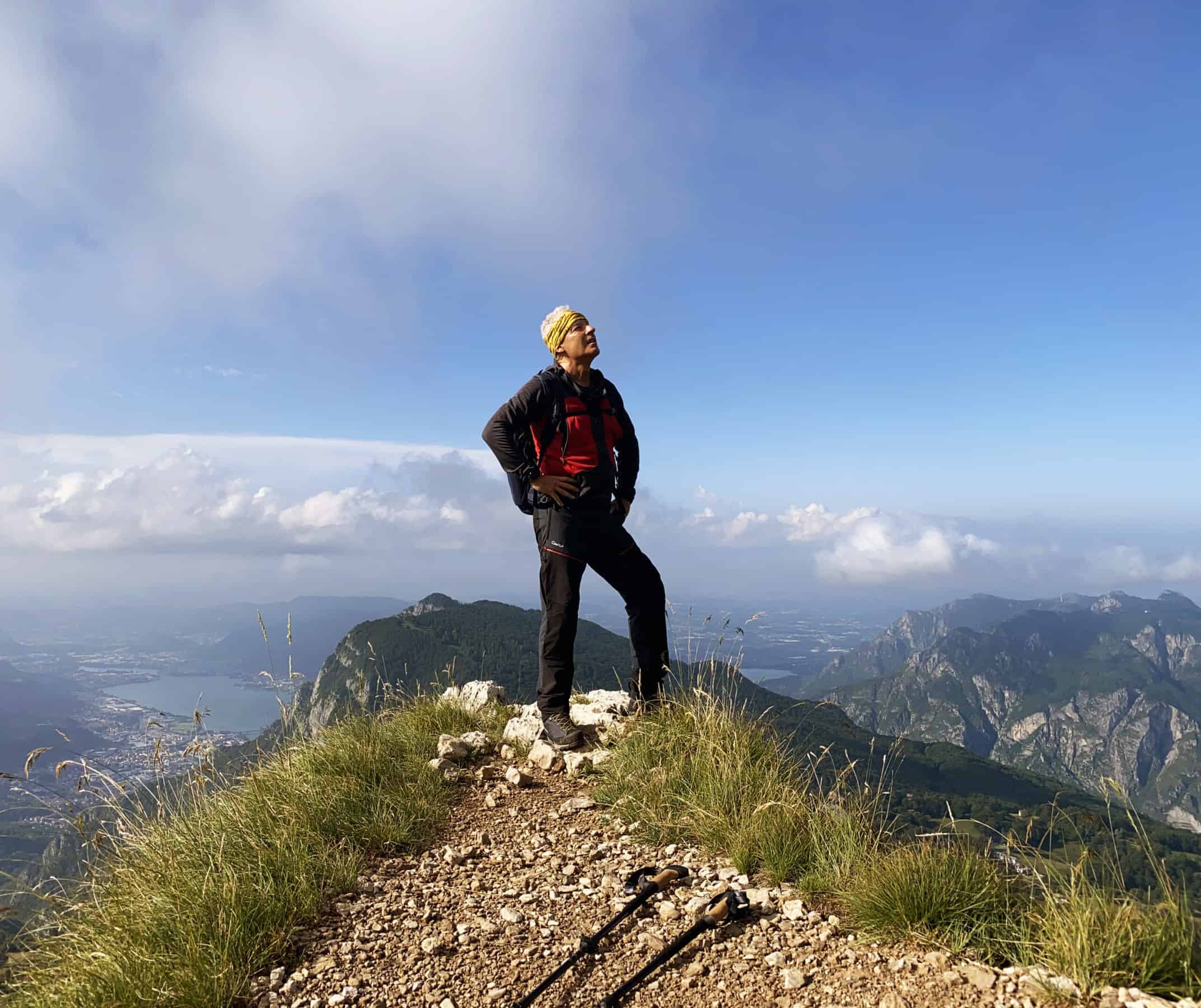 Momento di riposto lungo la salita alla Grigna Meridionale, durante il test Cimalp Rockfit.