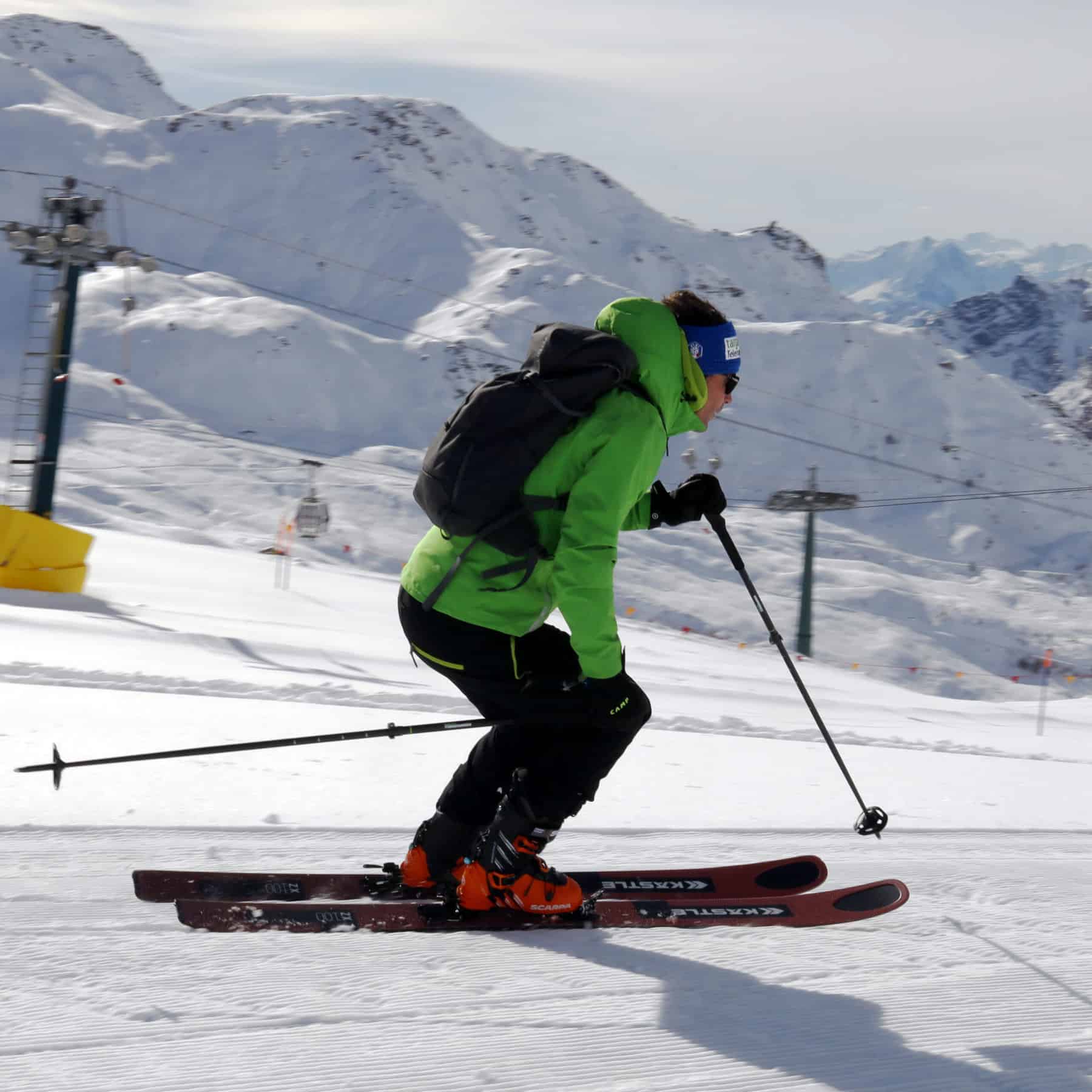 Scarpa Maestrale, ottime sensazioni in discesa su pista battuta.