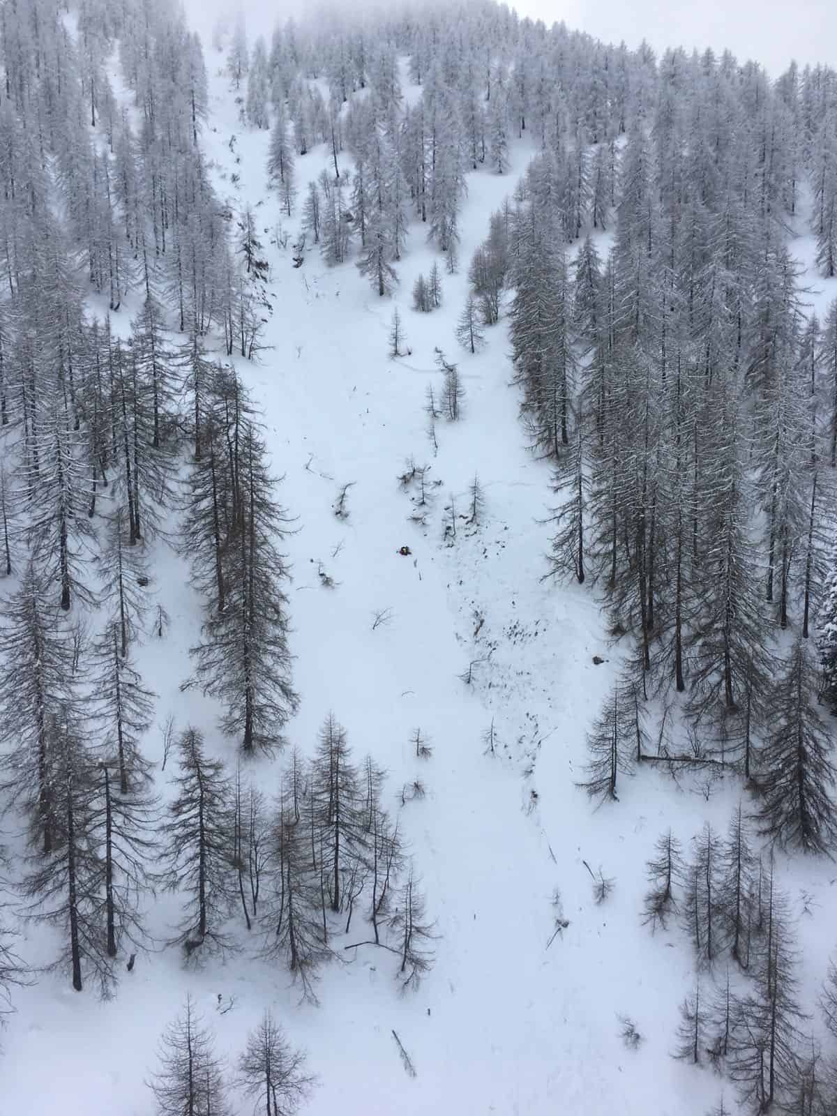valanghe nel bosco canalone da valanga