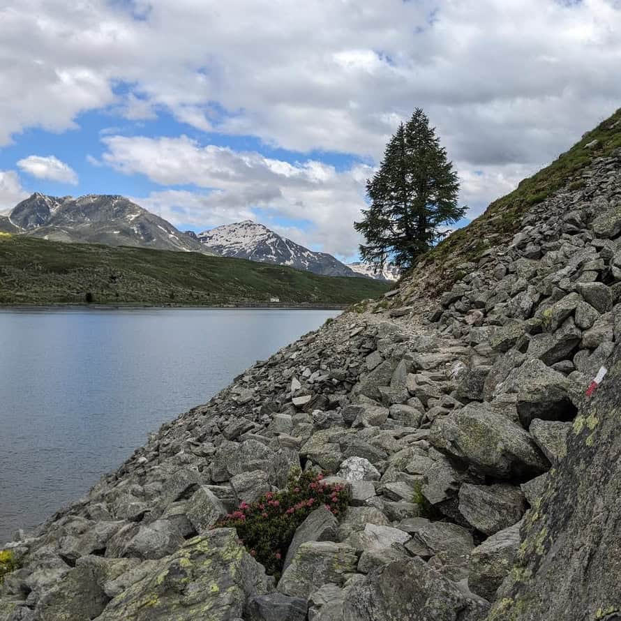 Il sentiero Via dello Spluga a bordo lago.