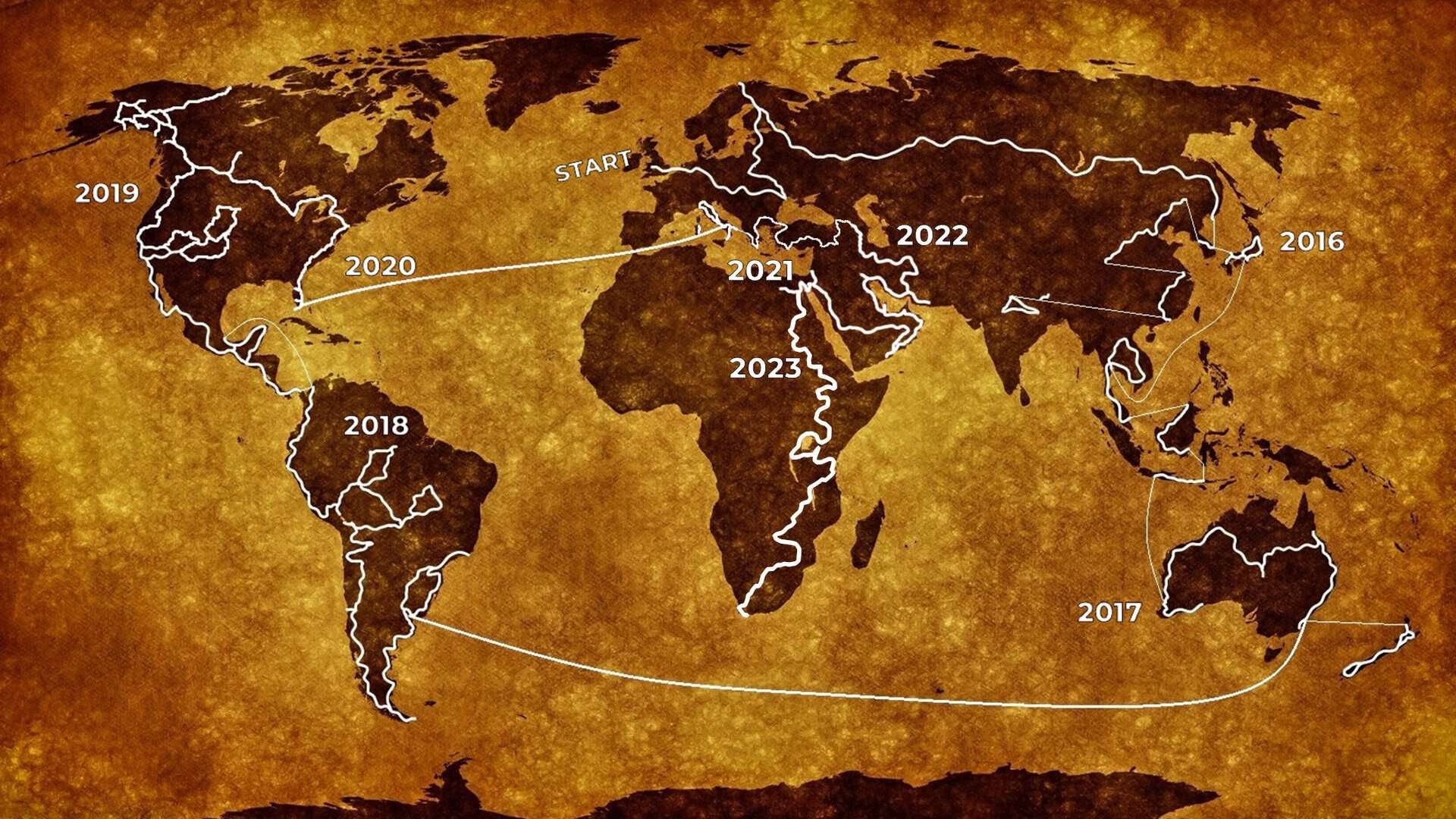 Mappa del world tour di Alveto Expedition a fine 2023, Città del Capo, Sud Africa.