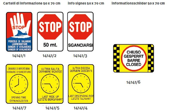 Segnaletica delle piste da sci, segnali di informazione